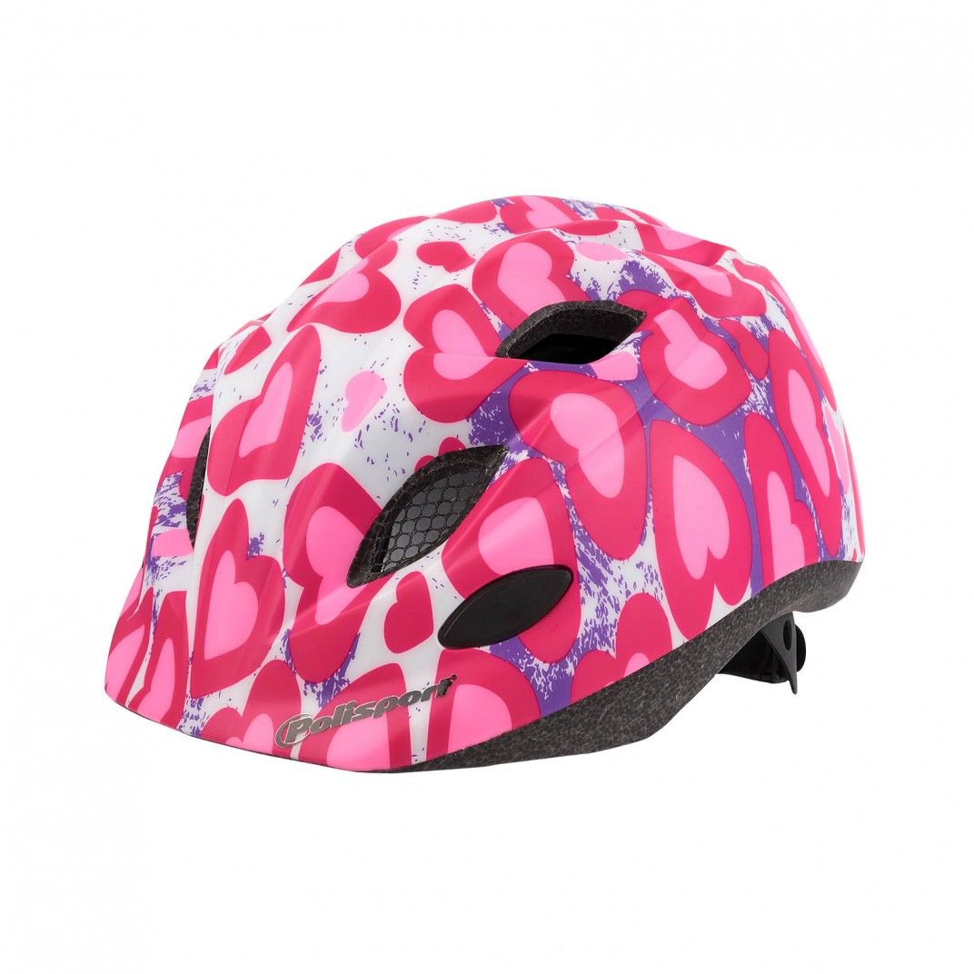 Комплект Polisport junior premium подростковый шлем/фляга/держатель Glitter hearts S (52/56)